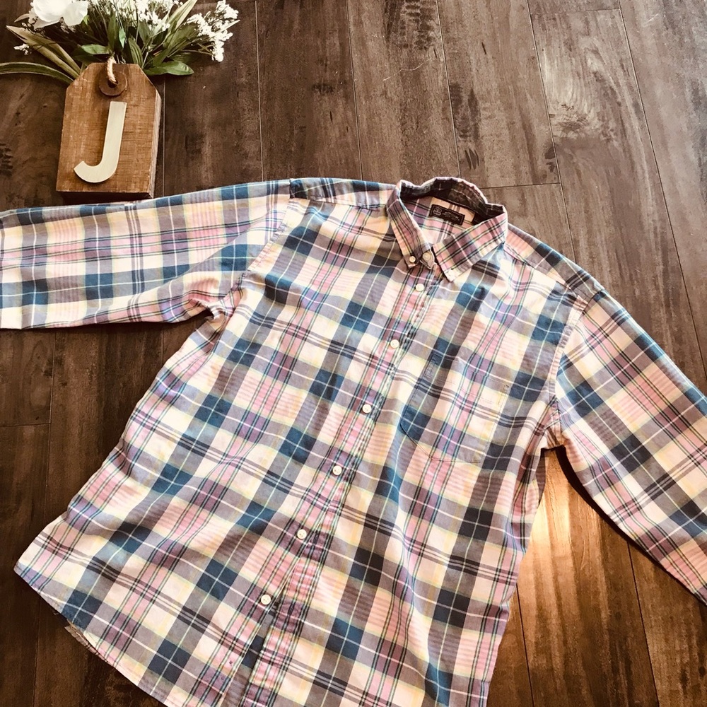 Arrow USA 1851 Plaid Mens Button Down Size Large